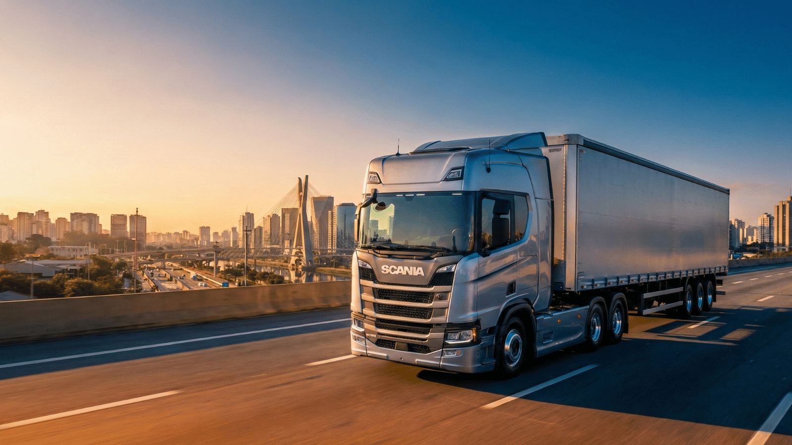 Ilustracao de logistica moderna conectando motoristas e transportadoras